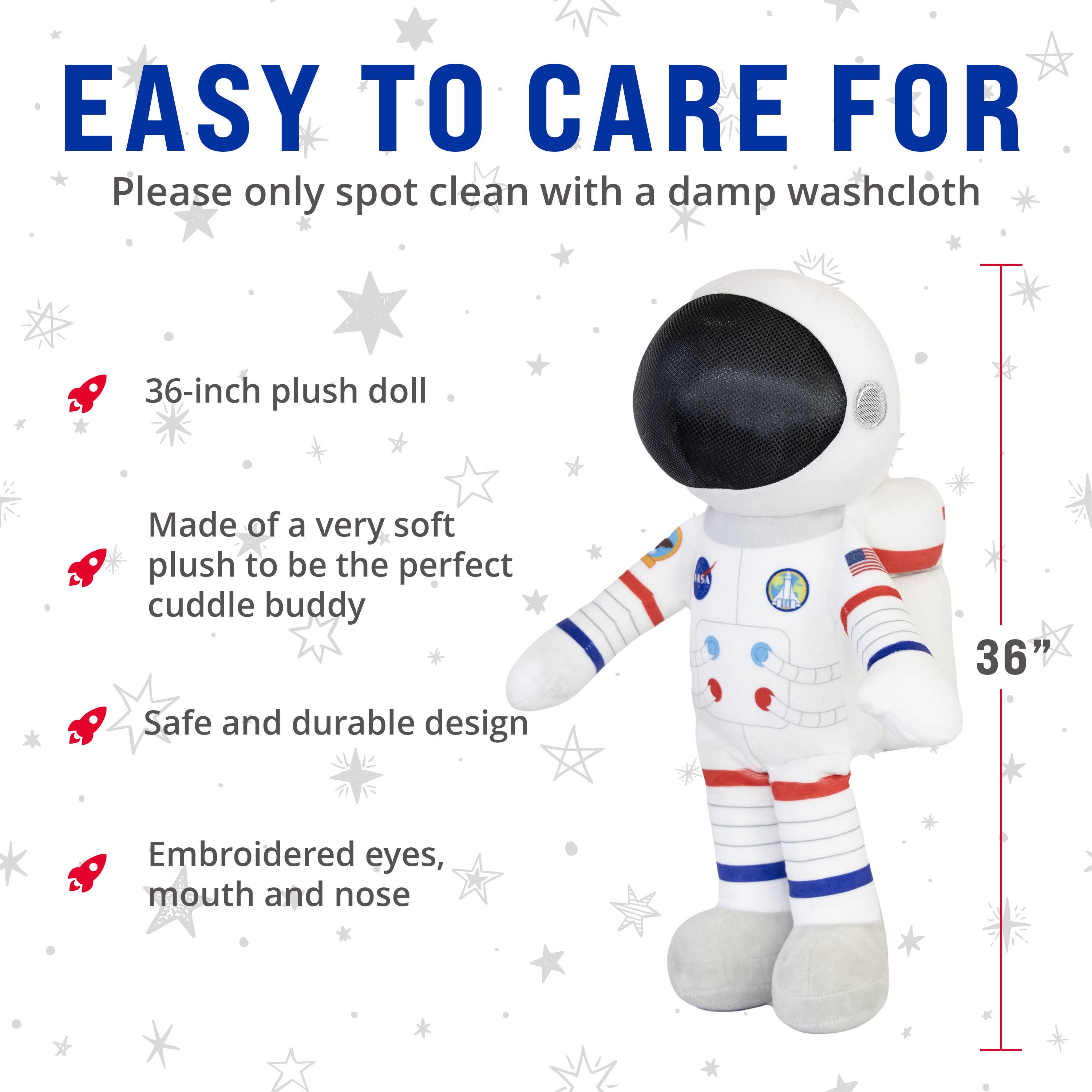 OrangeOnions - Wholesale Stuffed/Plush Toy - Kids & Baby - NASA Astronaut 36" Stuffed Plush Figure 3