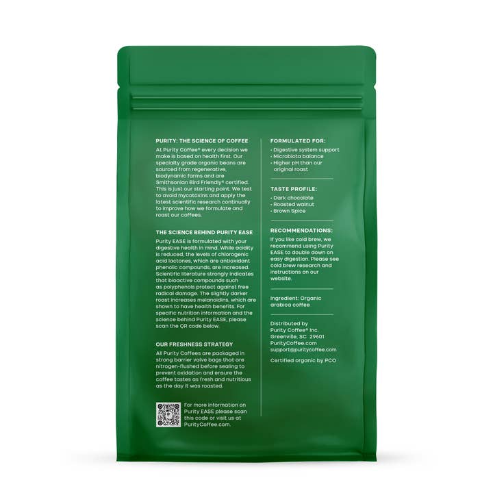 Purity Coffee - Wholesale Coffee Beans - EASE: Dark Roast Whole Bean Coffee - 12oz bag