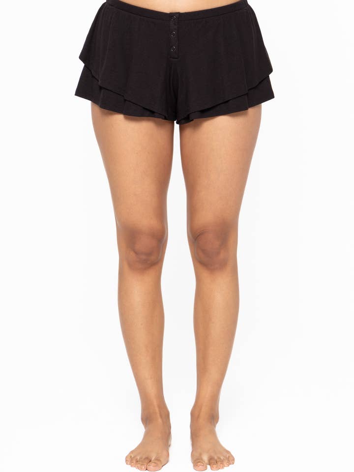 Mono B - Wholesale Shorts - Women's - Bamboo Blend Double Ruffle Shorts