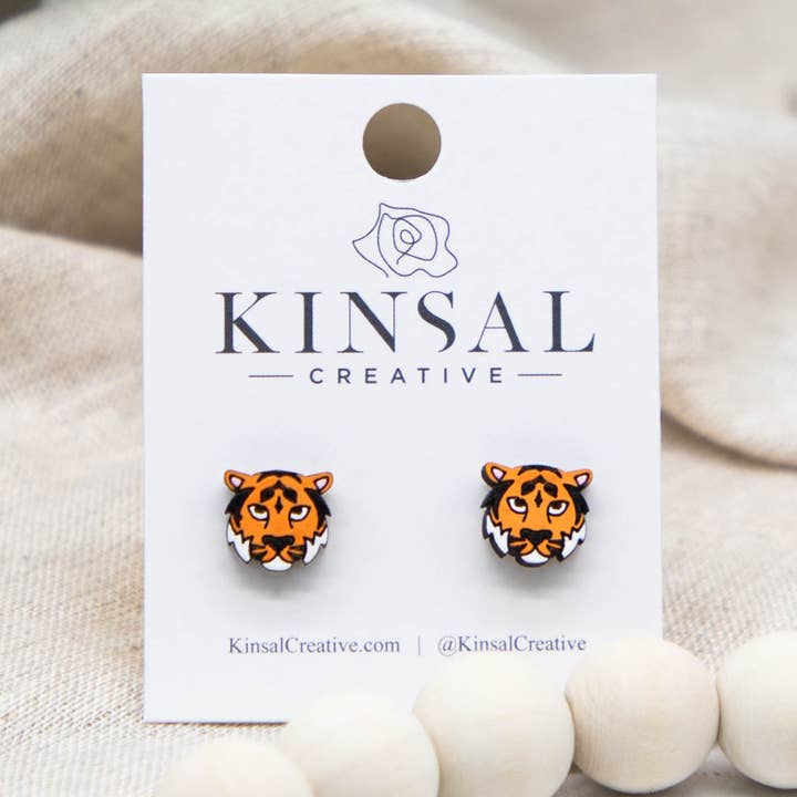 Tiger Wood Stud øreringe for engroshandel hos Kinsal Creative