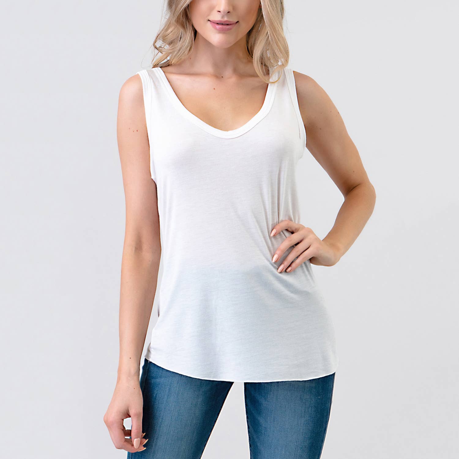 Heimious - Wholesale Tank Top - Women's - Soft V-neck Micro Modal Jersey Tank Top, 25201