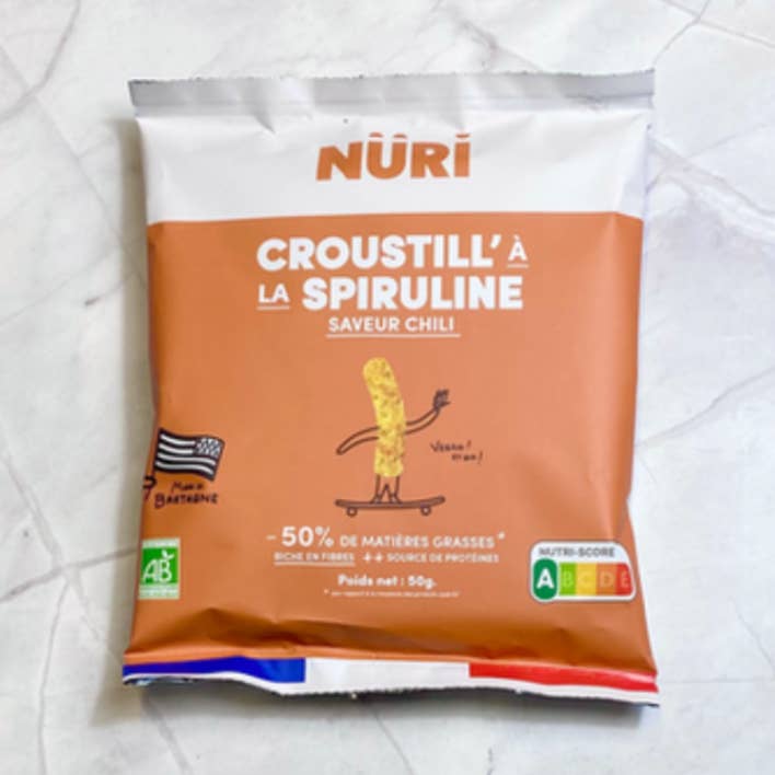 Chips Crocantes de Spirulina e Chili 50 g por atacado de Nüri