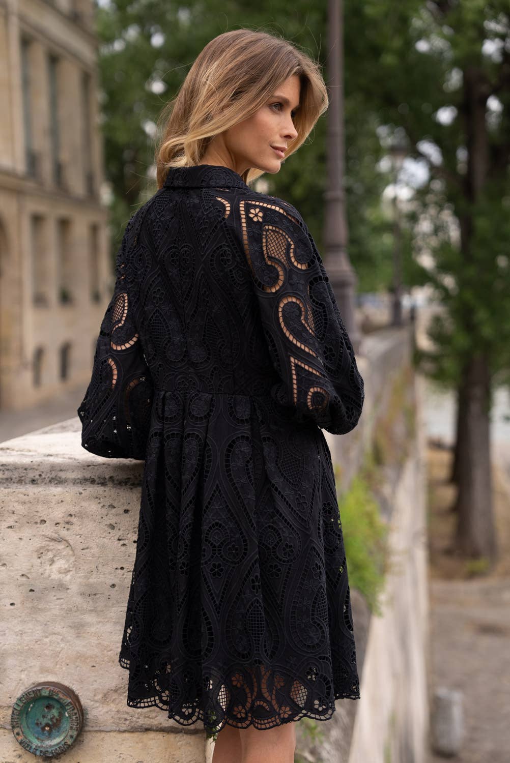 Nero Abito in pizzo di cotone ricamato - CH003 in vendita all'ingrosso su Faire2