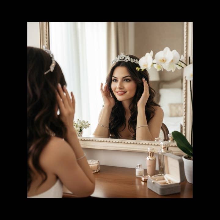 Athena Bridal Jewellery - Wholesale Tiara - Women's - ATHENA COLLECTION - DAINTY VINE TIARA - AHB184 SILVER1