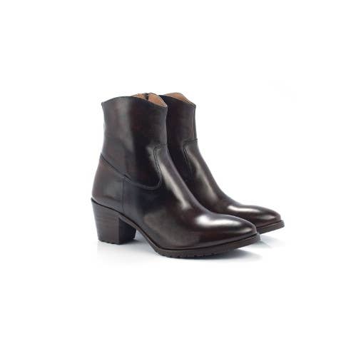 Women's black zipped leather booties W-COREL- for wholesale by Ortiz & Reed
