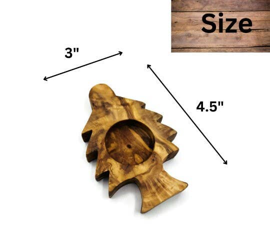 Bearthy - Vente Plateaux de service - Ensemble plateau de sapin de Noël et photophore en bois d'olivier4