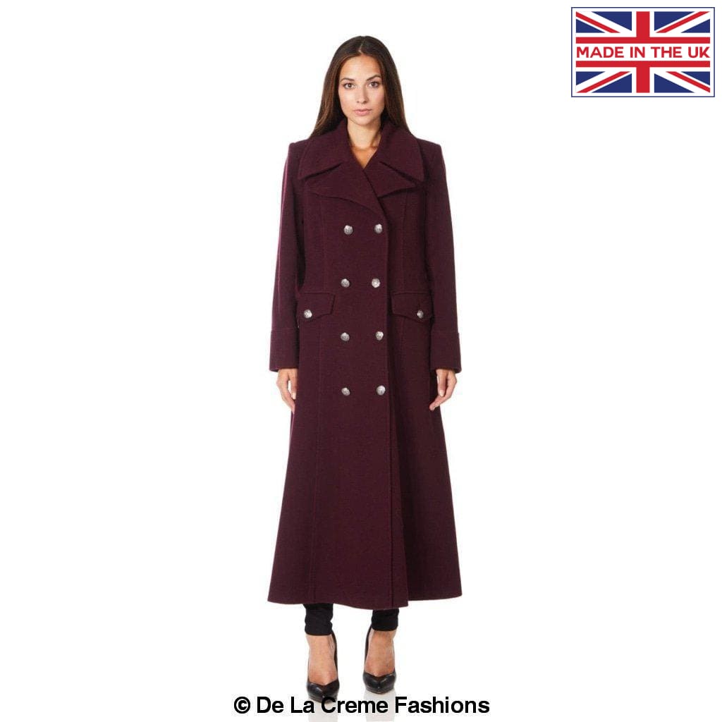 De La Creme Fashions - Vente Manteau – femme - Manteau maxi à double boutonnage en laine et cachemire mélangés pour femmes8