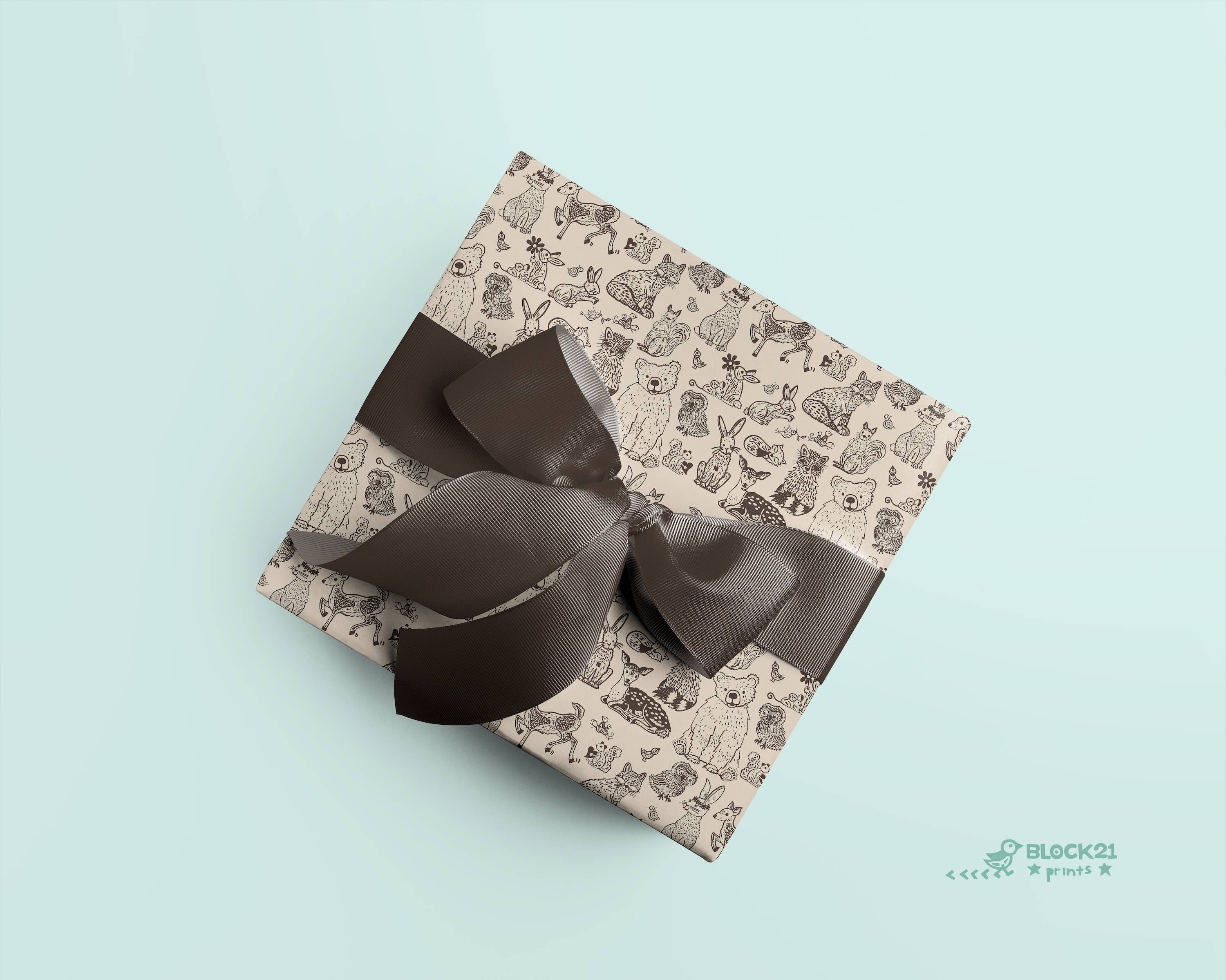 Block21Prints - Wholesale Flat Wrap - Woodland Animals Wrapping Paper - Roll of 2 Sheets