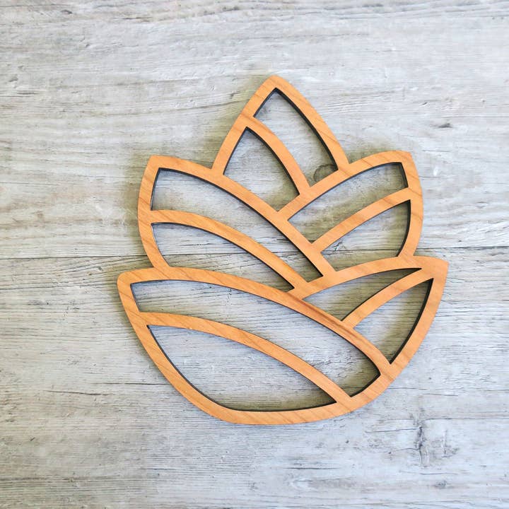 Wooden pinecone wall decor, nature inspired wall art for wholesale by Novel Wares