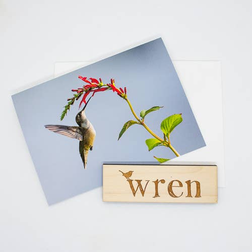 Wren - Wholesale Everyday Greeting Card - Hummingbird (Blank) with Pineapple Sage Greeting Card2