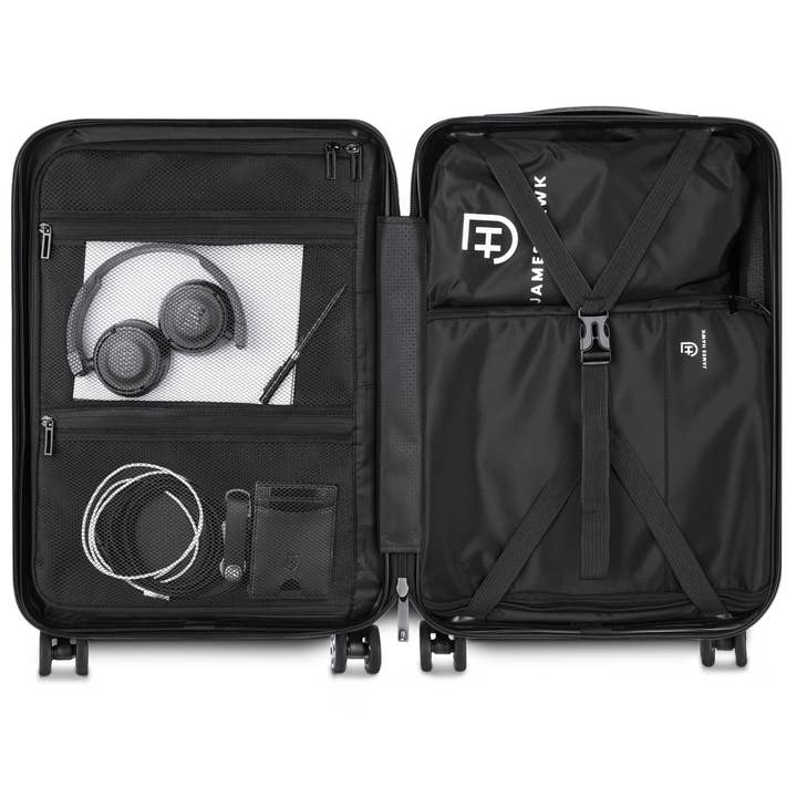 James Hawk - Vente Valises - Valise cabine en polycarbonate avec poche frontale pour ordinateur portable et tablette6