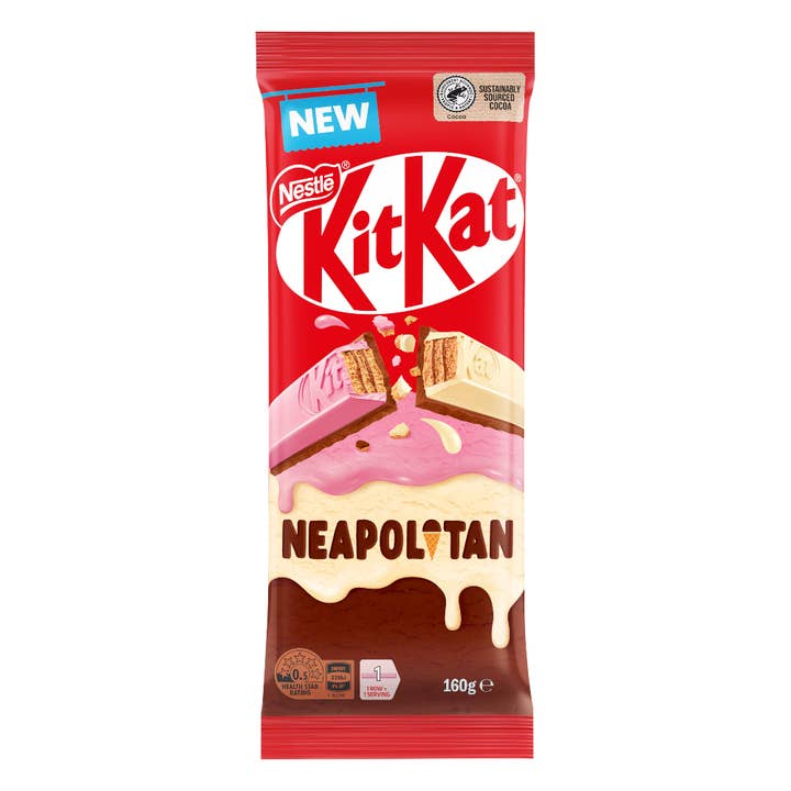 KitKat Neapolitan Blokke (160g) (Australien) Kasse med 12 for engroshandel hos Pops Distro Inc
