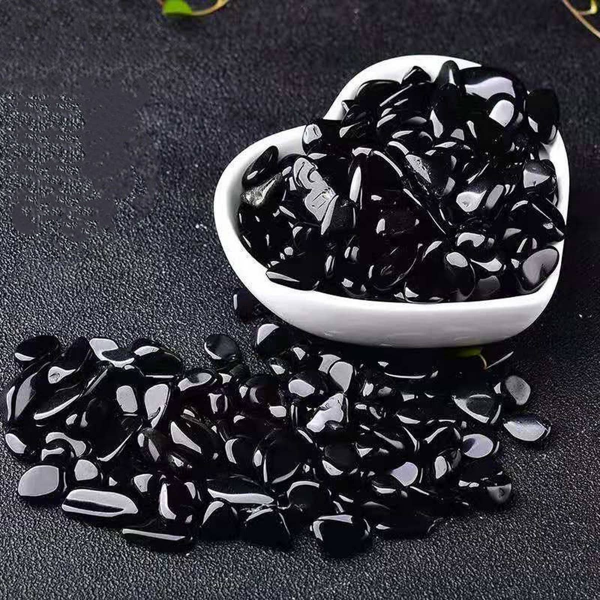 Black Natural Obsidian Chips for DIY Jewelry_CWMM8130 for wholesale on Faire2