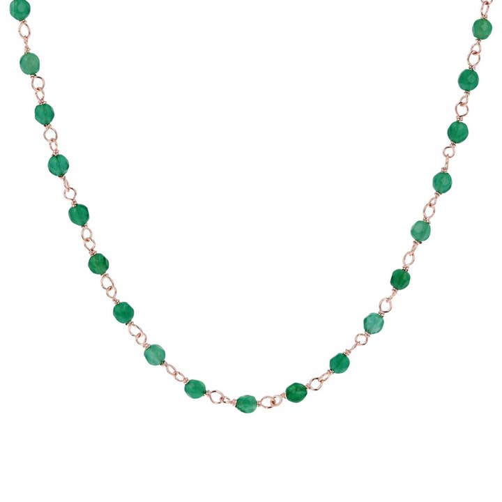 Rosary Necklace with Green Agate Natural Stone for wholesale by Bronzallure
