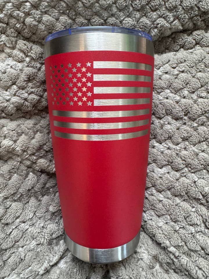 20oz Laser Engraved Tumbler | American Flag | USA | Patriotic | Custom Tumbler | Personalized for wholesale by Redneckbougie Co