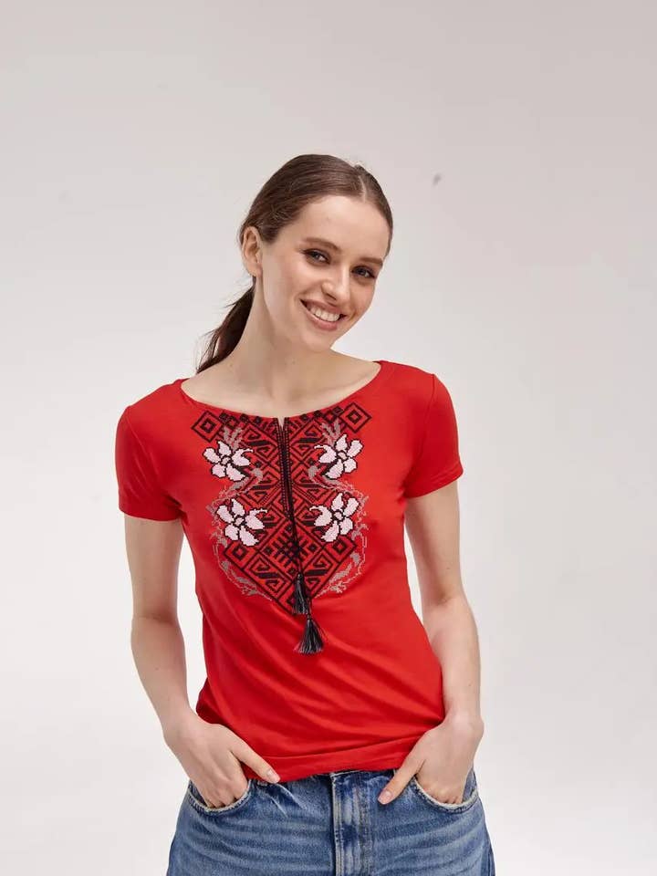 Embroidered Women's T-Shirt Lileya for wholesale by Handmade Originals Ukraine