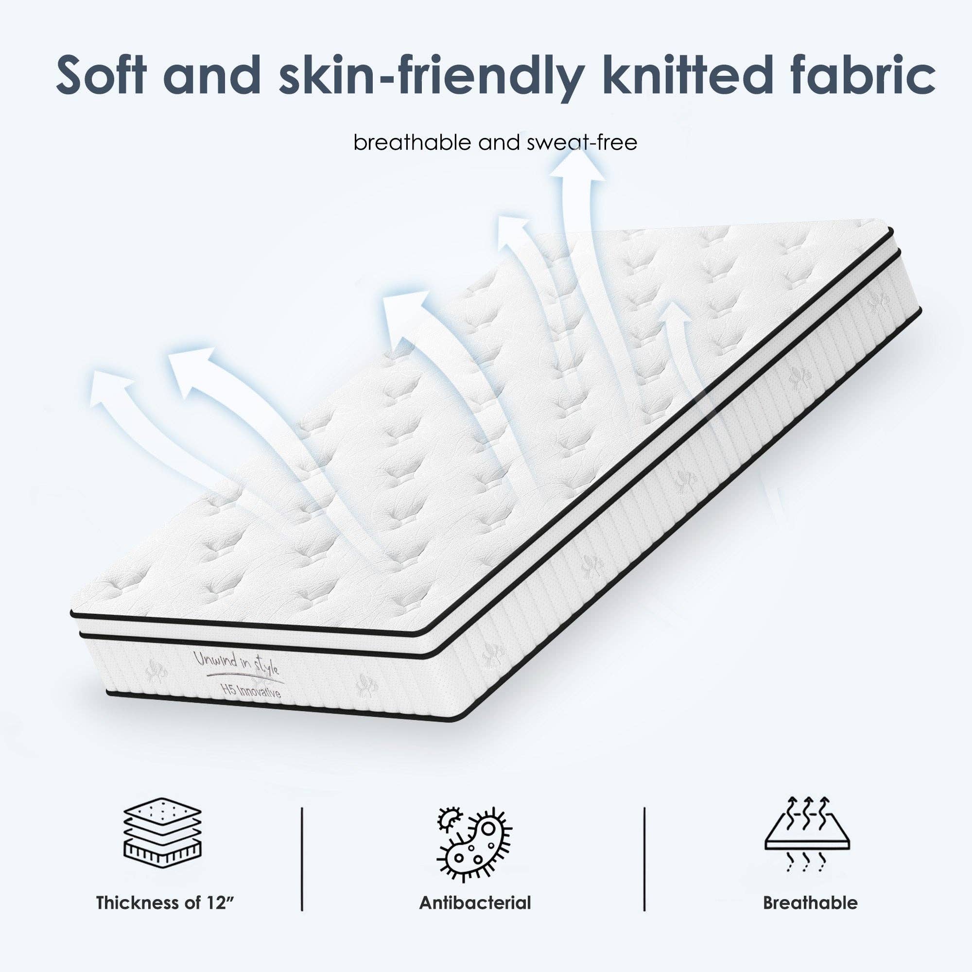 39F Inc. - Wholesale Bed - 12''Hybrid Full Mattress with Pocket Springs and Memory Foam10