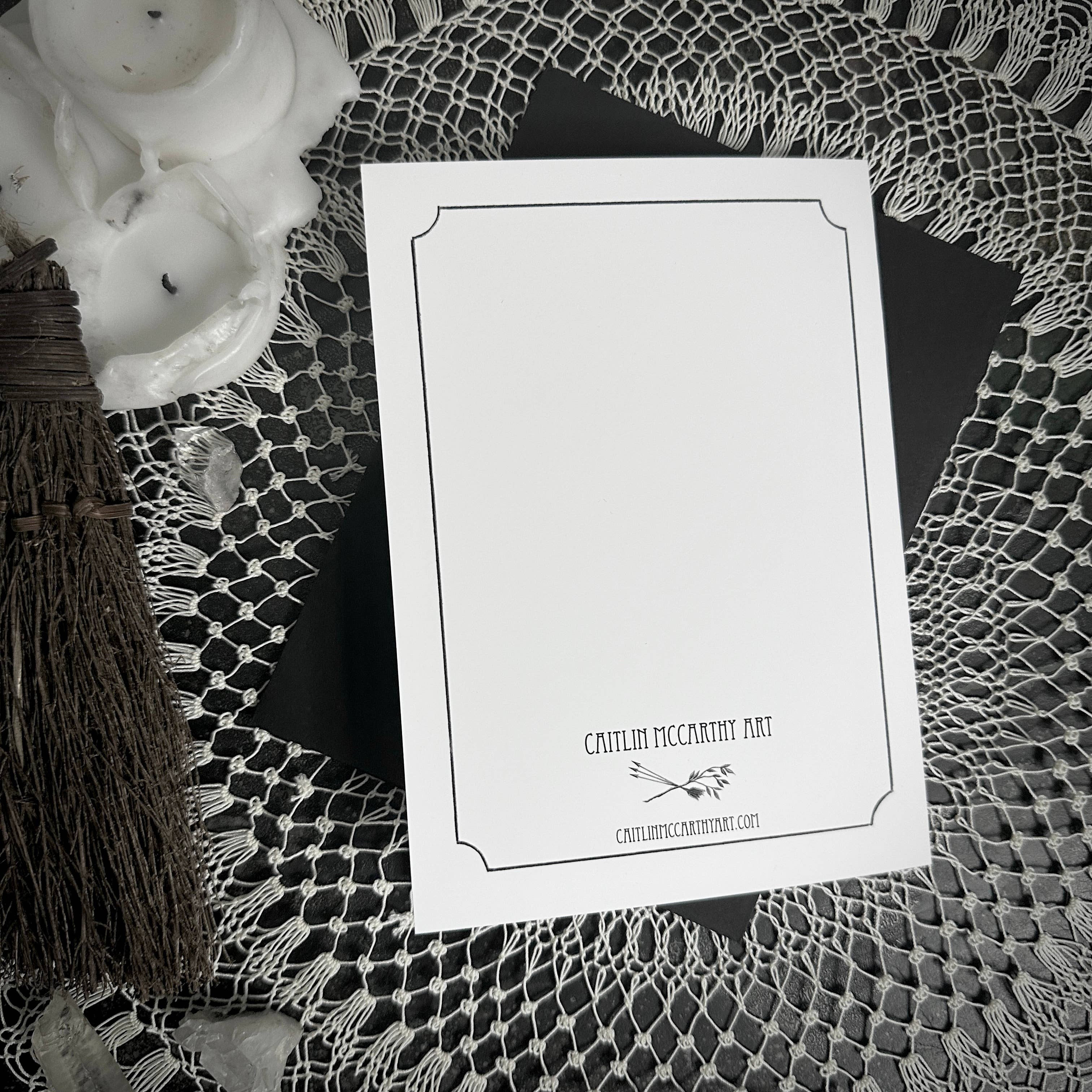 Caitlin McCarthy Art - Wholesale Birthday Card - Magical Birthday - 10 Folded Greeting Cards - Witch, Moon2