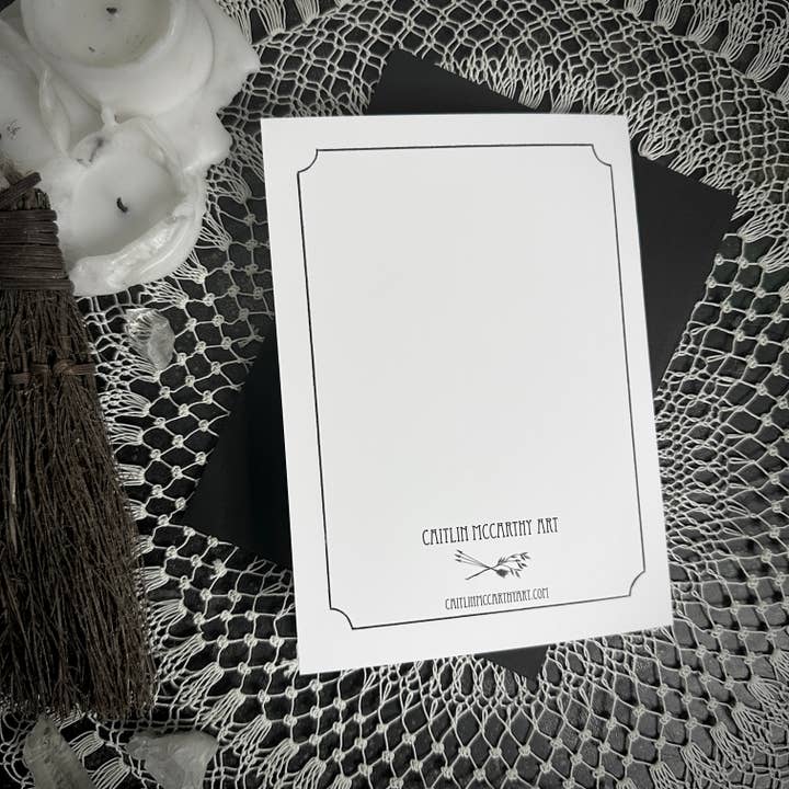 Caitlin McCarthy Art - Wholesale Birthday Card - Magical Birthday - 10 Folded Greeting Cards - Witch, Moon2