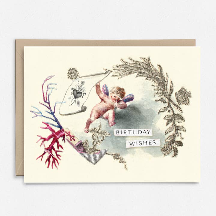 Carte de vœux d'anniversaire | Style collage | Art féerique pour la vente par Hemlock House Studio