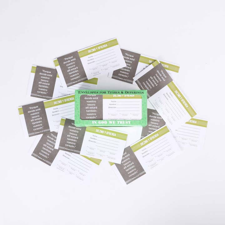 Offering Envelope Spanish Diezmo Y Ofrenda Mat. 6:21 100Ct for wholesale by Swanson Christian Products