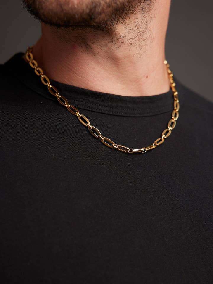 Men's Gold Necklace 7mm Thick Cable Chain for wholesale by We Are All Smith