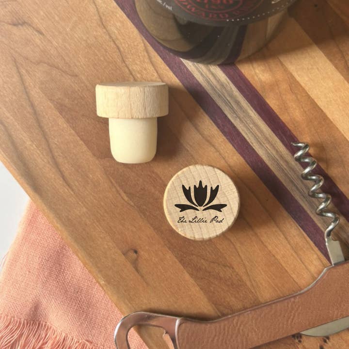The Lillie Pad - Wholesale Wine Stopper - Custom Logo Engraved Wooden Wine Bottle Stoppers