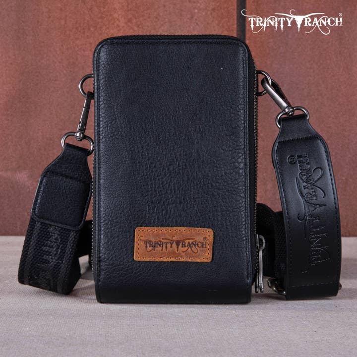 REMOVED BRAND - Wholesale Crossbody Bag - Women's - TR159 -183 Trinity Ranch Genuine Hair-On Cowhide /Tooled Collection Phone Purse with Coin Pouch52