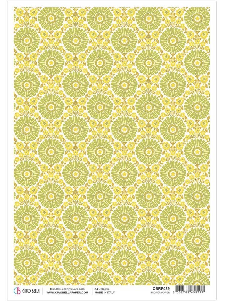 Ciao Bella Rice Paper A4 Flower Power for wholesale by Ecstasy Crafts Distributing