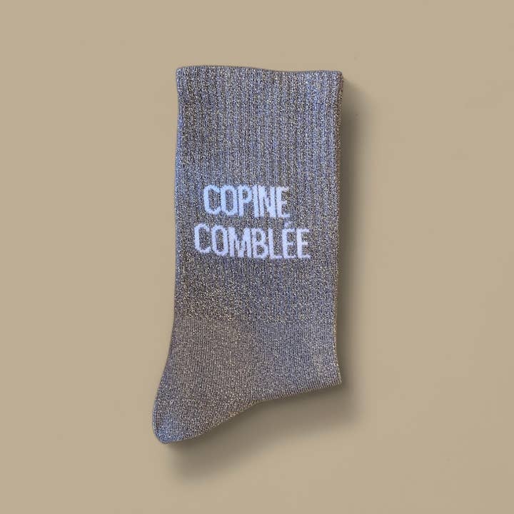 agathe & cocö - Wholesale Socks - Women's - "Copine comblée" glitter socks - Greige1