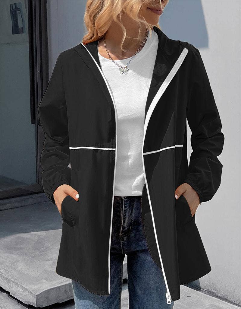 HIDDENBRAND - Wholesale Jacket - Women's - Zippered hooded jacket lightweight outdoor waterproof jacket10