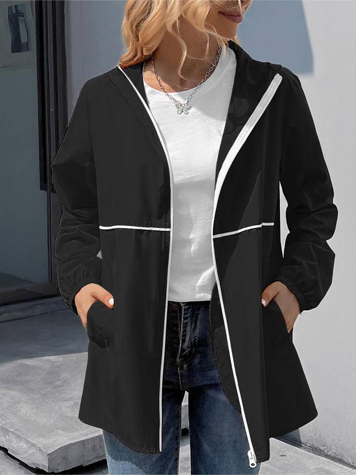 HIDDENBRAND - Wholesale Jacket - Women's - Zippered hooded jacket lightweight outdoor waterproof jacket10