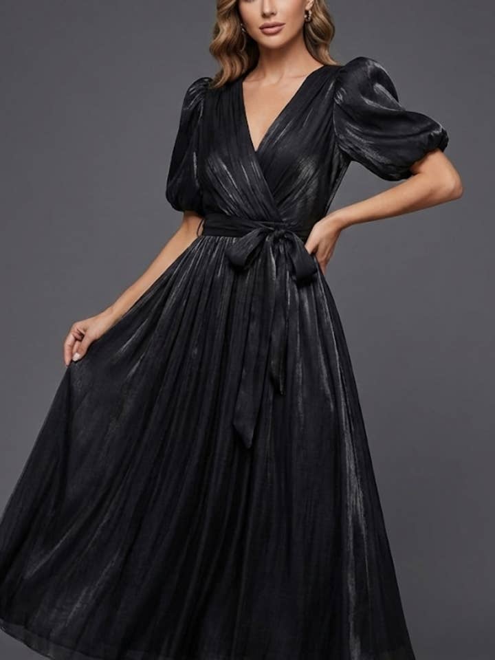 MF2520-sort lang kjole gennemsigtig for engroshandel hos Lilie Rose