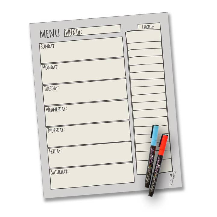 Menu magnétique effaçable à sec I 2 marqueurs I 2 options de couleur pour la vente par Jennakate