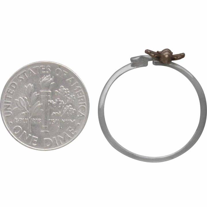 Nina Designs - Wholesale Band/Stacked Ring - Sterling Silver Adjustable Ring - Flower and Bee Ring4