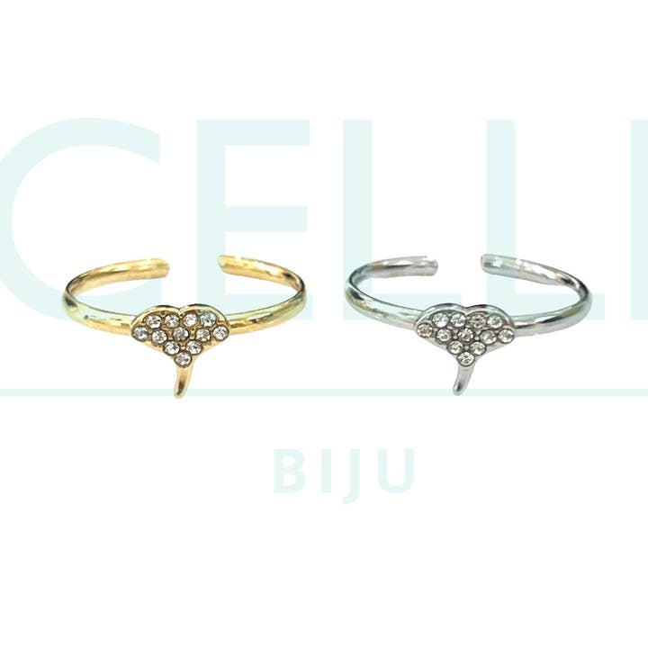 Stahlring - Blatt mit Brillanten für den Großhandel von Celli Biju