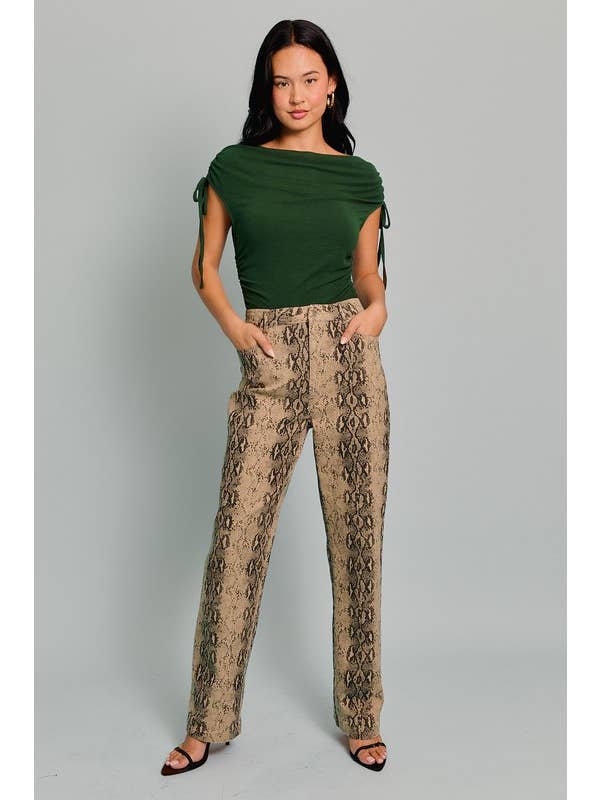 Green Sleeveless Boat Neck Bodysuit With Tie for wholesale on Faire