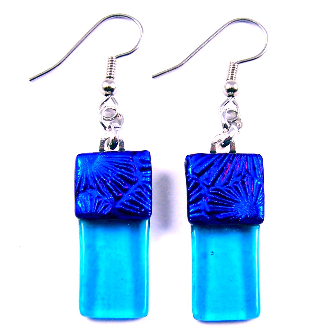 Glass Town USA - Wholesale Hangende/ronde oorbellen - Oorbellen van dichroïsch glas Bengelen - Cathedral Textures Rainbow6