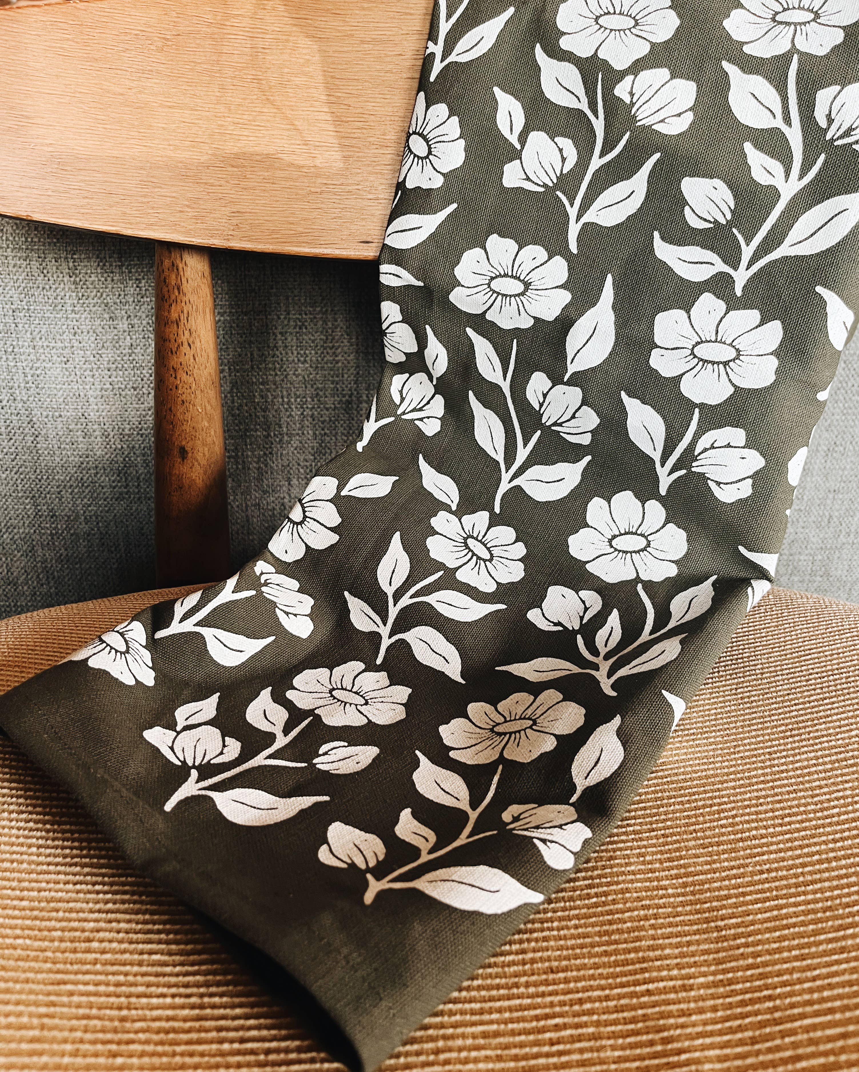 Flora West Design - Wholesale Tea Towel - Organic Cotton Tea Towel Kitchen Accessories Floral on Olive5
