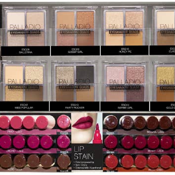 9 QUARTETOS DE SOMBRAS E BÁLSAMO LABIAL COLORIDO - ITEM#PM9ESQLIS por atacado de Palladio Beauty