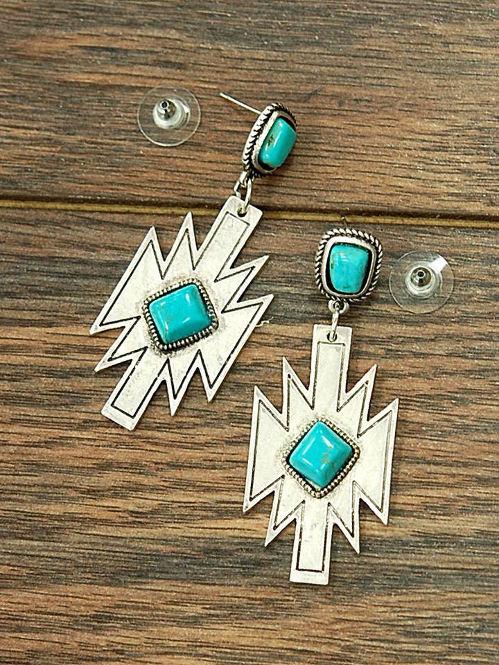 720325, Aztec Turquoise Post Earrings for wholesale by ISAC Trading Inc