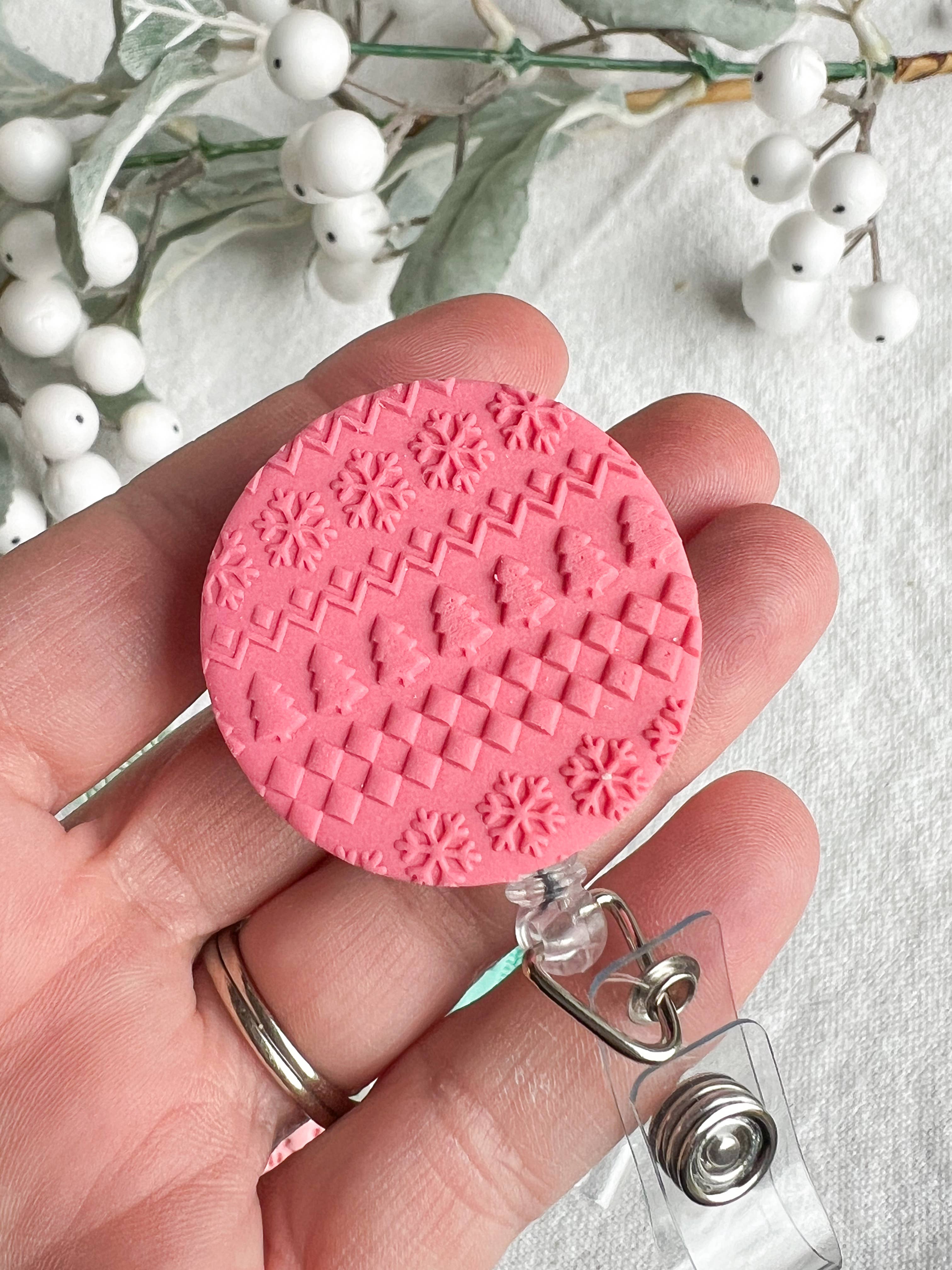 Morning Dew Designs - Wholesale Badge Accessory - Women's - Christmas Polymer Clay Badge Reels | Holiday Nurse ID Badge 9