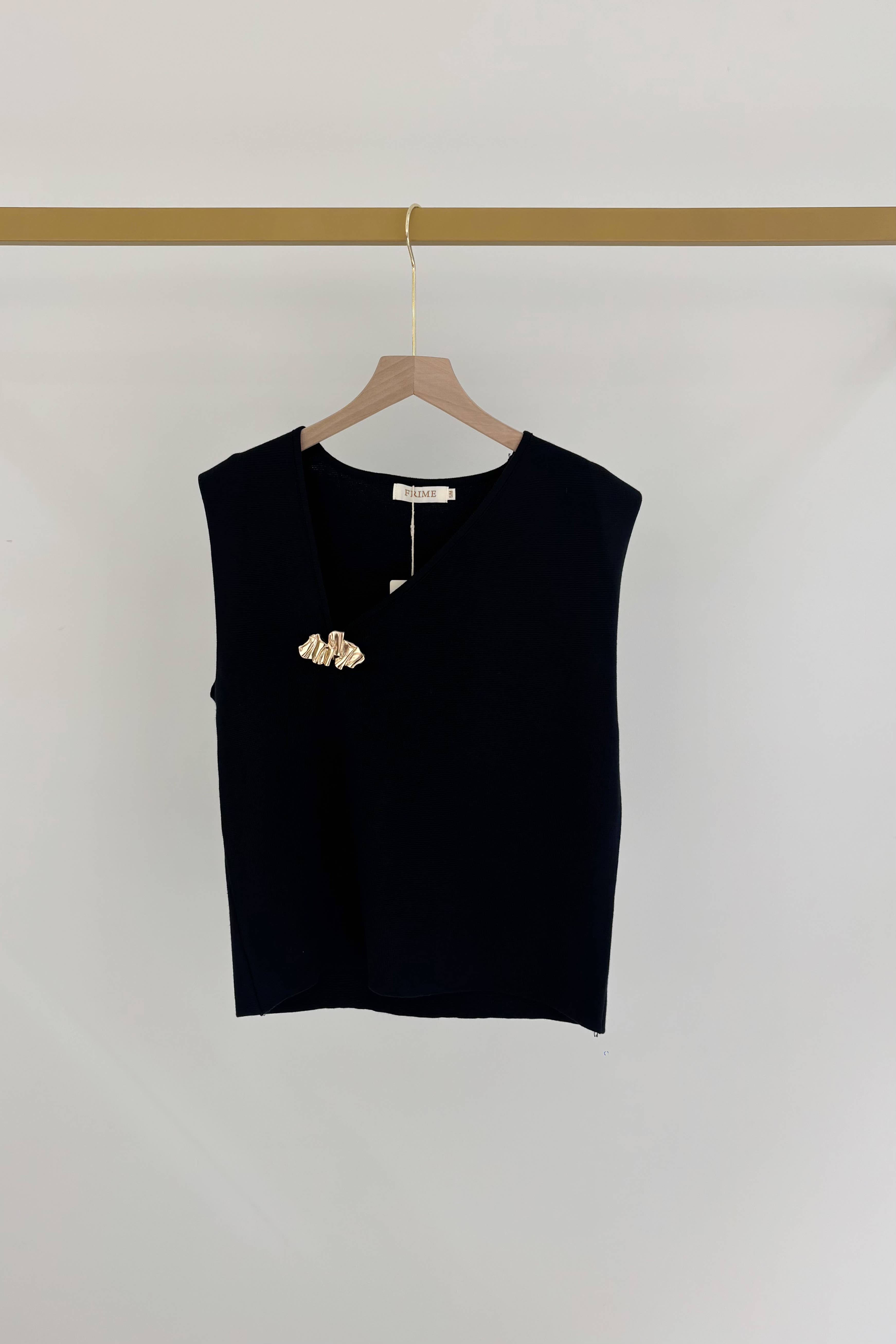 Frime - Vente Chemisier – femme - Top sans manches avec détail doré - 26436