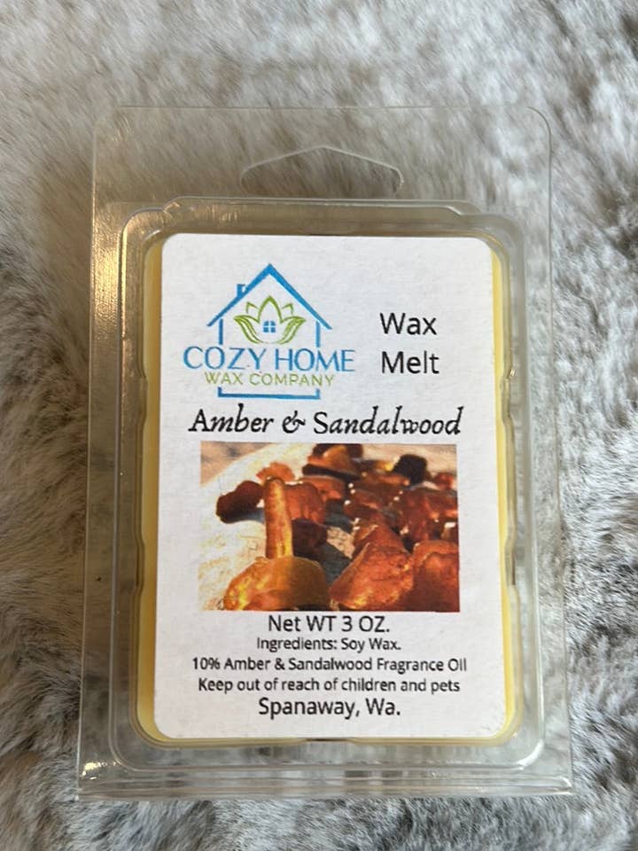 Amber & Sandalwood 2.5oz Wax Melt for wholesale by Cozy Home Wax Company