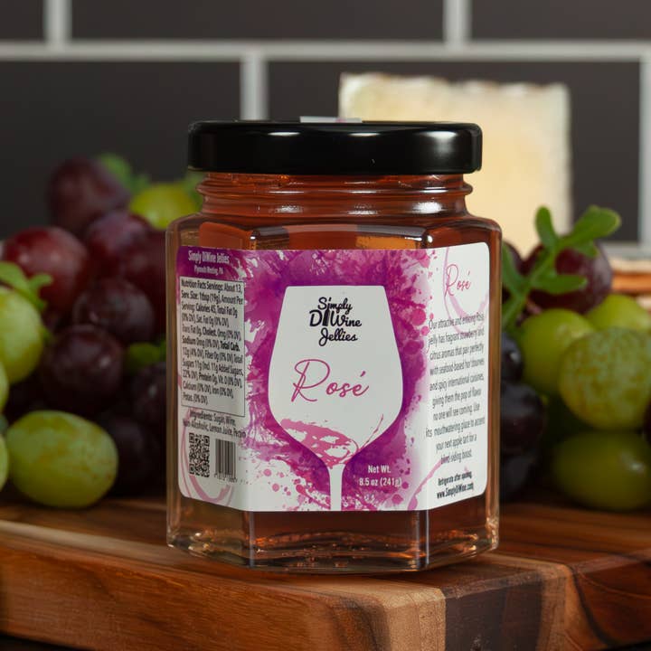 Simply DiWine Jellies, LLC - Wholesale Jam/Jelly - Rose' Wine Jelly 8.5oz2
