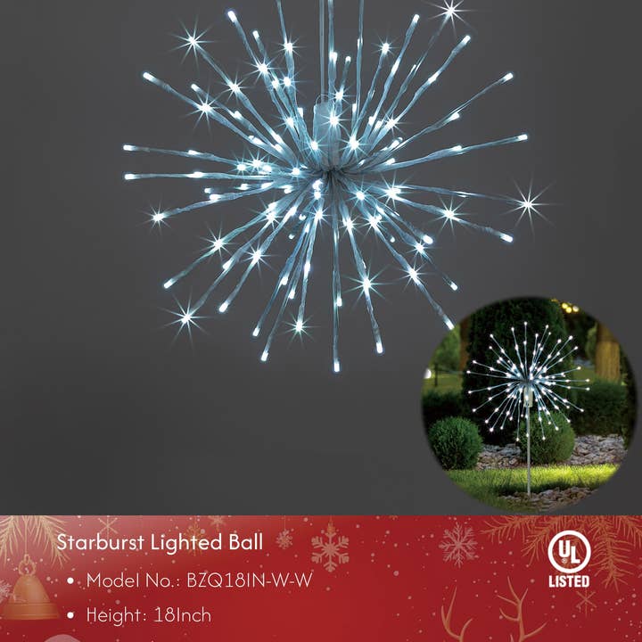 LIGHTSHARE - Wholesale Outdoor/Lawn Light - Starburst Light Lighted Ball LED Firework Lights White Twink54