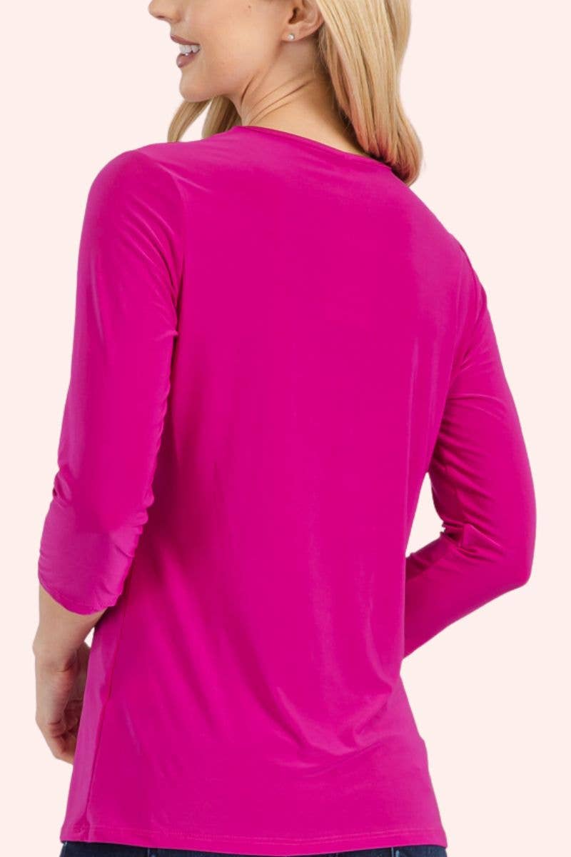 Celeste Clothing - Wholesale T-Shirt - Women's - CLASSIC 3/4 SLEEVE CREW NECK TOP -CT1321418