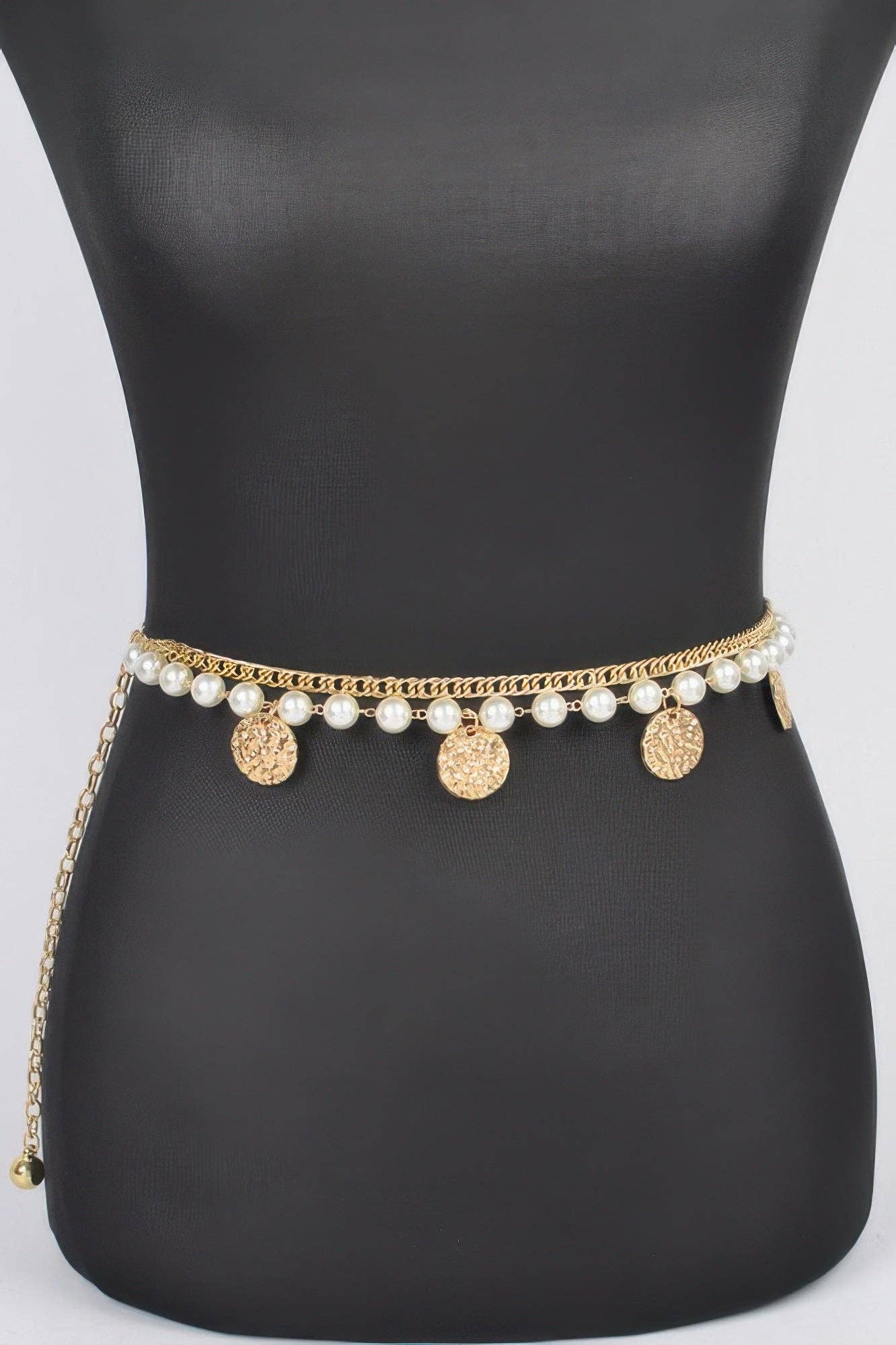 CC Wholesale Clothing - Wholesale Belt - Women's - Faux Pearl Round Metal Plus Size Chain Belt0
