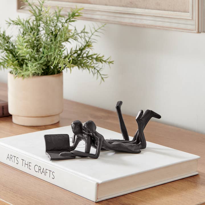 Danya B - Wholesale Sculpture - Brown Iron Abstract Couple Reading Book Together Sculpture