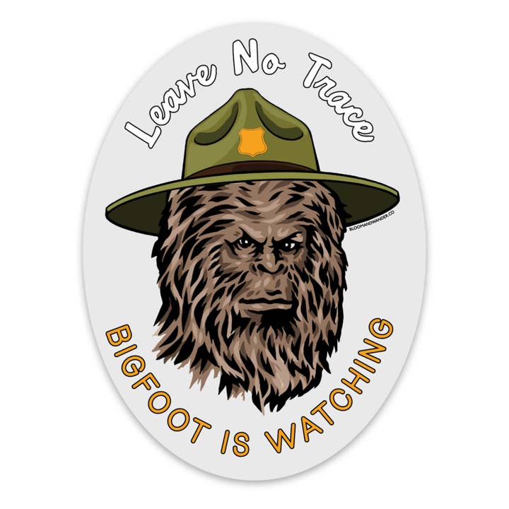 Bloom & Wander - Wholesale Sticker - Bigfoot is Watching Sticker | Leave No Trace Outdoor Camping1